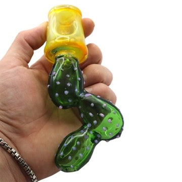 Green Glass Cactus Handpipe