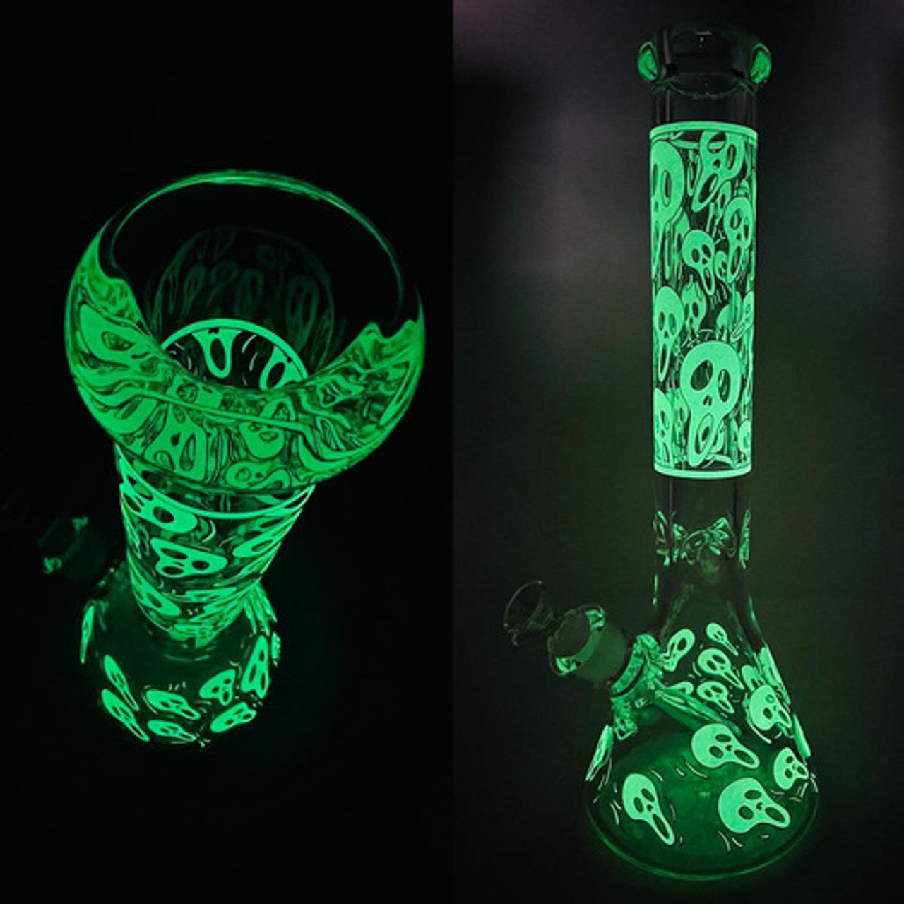 14” Glow in the Dark Ghostface Beaker Bong