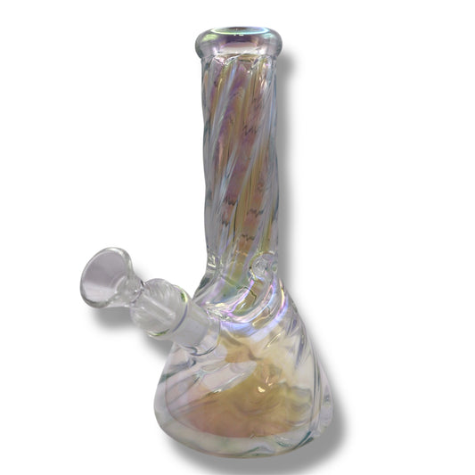8” Iridescent Twist Beaker Bong