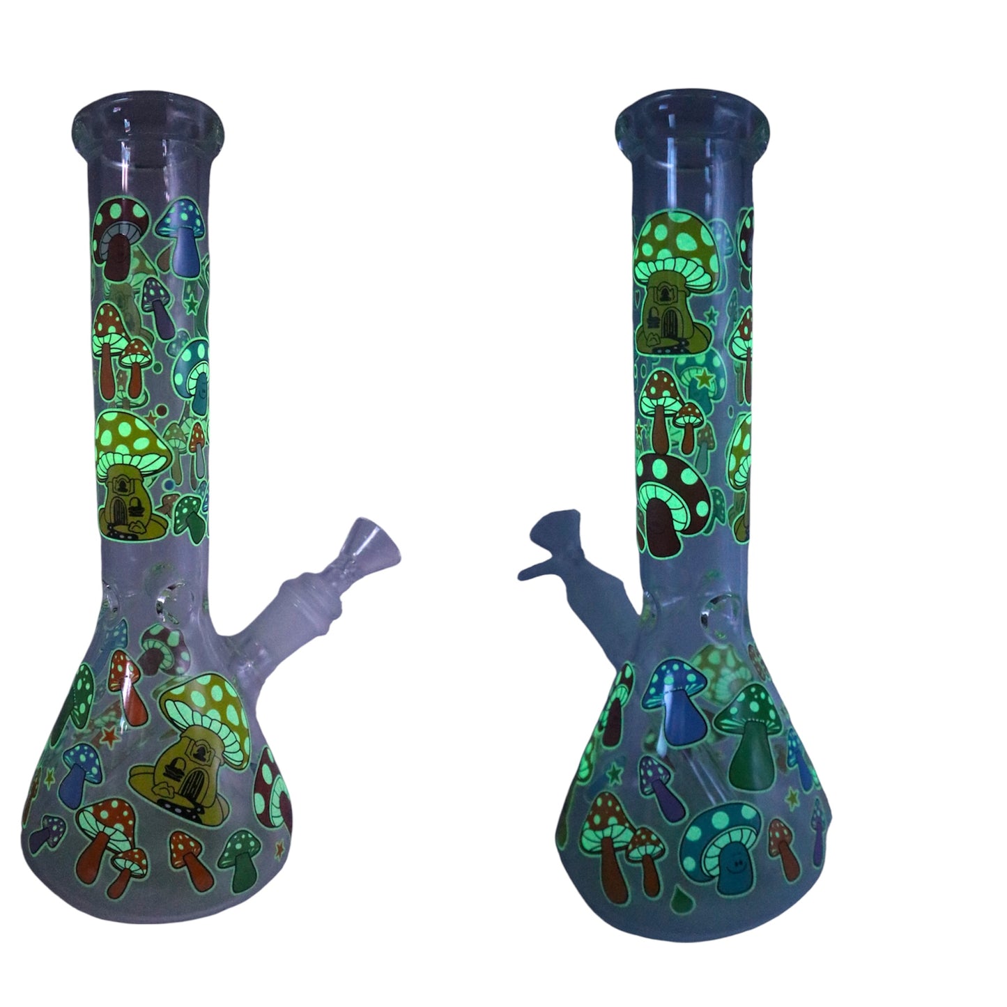 10” Glow in the Dark Mushroom Beaker Bong